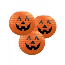 Halloween Laternen Kürbis Deko 3 Stück orange-schwarz 24cm - Thema: Kürbisse - Größe Einheitsgröße