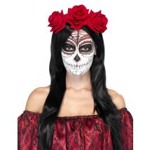 Tag der Toten Haarreif Rosen rot - Thema: Tag der Toten - Rot/Rotbraun - Größe Einheitsgröße