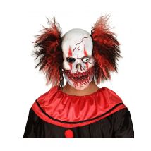 Halloween Maske blutiger Clown weiss-rot-schwarz - Thema: Horrorclowns + Harlekins - Weiß - Größe Einheitsgröße