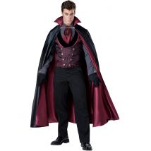 Eleganter Dracula Deluxe Kostüm Vampir schwarz-bordeaux - Thema: Vampire und Fledermäuse - Schwarz - Größe XL