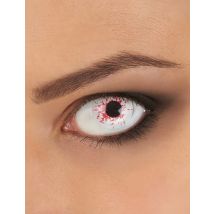 Untoten Kontaktlinsen mit Blutspritzern Halloween Kostüm-Accessoire weiss-rot 14,5mm - Thema: Zombies - Weiß - Größe Einheitsgröße