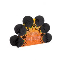 Tischdekoration Happy-Halloween-Spinnen aus Wabenkugeln orange-schwarz 15 x 21 cm - Thema: Spinnen - Größe Einheitsgröße
