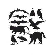 Halloween-Cutouts Gruseltiere 10 Stück schwarz - Thema: Vampire und Fledermäuse - Schwarz - Größe Einheitsgröße