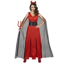Teufelin mit Hörnern Halloween-Damenkostüm rot-schwarz - Thema: Teufel + Dämonen - Größe S