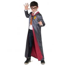 Zauberlehrling Halloween-Kinderkostüm grau-rot - Thema: Hexen + Magier - Silber/Grau - Größe 110/116 (5-6 Jahre)