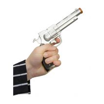 Gangster Pistole silber-schwarz 18cm - Thema: Gruseliger Fasching - Silber/Grau - Größe Einheitsgröße