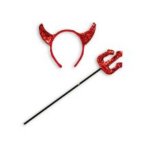 Teufel Pailletten-Accessoire-Set rot-schwarz - Thema: Teufel + Dämonen - Größe Einheitsgröße