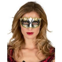 Venezianische Augenmaske Glitter schwarz-gold-silber - Weiß - Größe Einheitsgröße