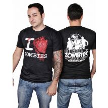 I love Zombies T-Shirt schwarz-weiss-rot - Thema: Zombies - Schwarz - Größe M