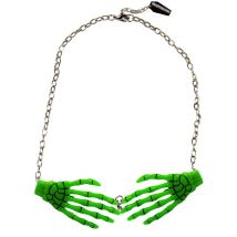 Kreepsville Halskette mit Skeletthänden grün - Thema: Skelette + Sensenmänner - Grün - Größe Einheitsgröße