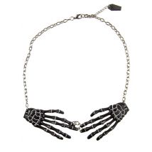 Kreepsville Halskette mit Skeletthänden schwarz - Thema: Gothic - Silber/Grau - Größe Einheitsgröße