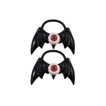 Kreepsville Gothic Haargummi-Set Fledermaus Augen schwarz - Thema: Gothic - Schwarz - Größe Einheitsgröße
