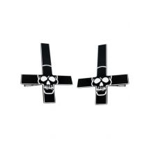 Kreepsville Gothic Haarklammer-Set Kreuz Skulls schwarz - Thema: Skelette + Sensenmänner - Weiß - Größe Einheitsgröße