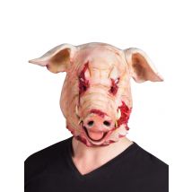 Blutiges Horror-Schwein Halloween-Maske rosa-rot - Thema: Tatort - Beige - Größe Einheitsgröße