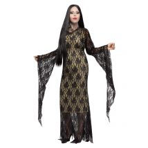Spitzen Gothic-Damenkostüm in Übergrössen schwarz - Thema: Gothic - Schwarz - Größe XL