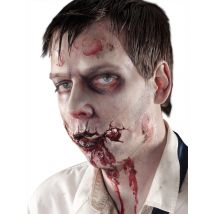 Blutige Zombiemund-Latexwunde Halloween beige-rot - Thema: Zombies - Rot/Rotbraun - Größe Einheitsgröße