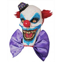 Clown-Zombie Halloween Latex-Maske Zirkus blau-weiss-rot - Thema: Horrorclowns + Harlekins - Weiß - Größe Einheitsgröße