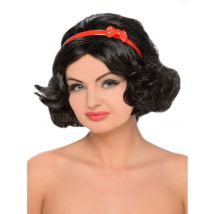 Schneewittchen Märchen Perücke mit Haarband schwarz-rot - Thema: Gruseliger Fasching - Schwarz - Größe Einheitsgröße