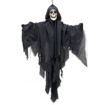 Schwebender Skelett-Geist Halloween-Hängedeko grau 90 cm - Thema: Skelette + Sensenmänner - Silber/Grau - Größe Einheitsgröße