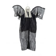 Gruseliger Skelettgeist mit Leuchtaugen Halloween-Hängedeko schwarz-weiss 110x67 cm - Thema: Skelette + Sensenmänner - Schwarz - Größe Einheitsgröße