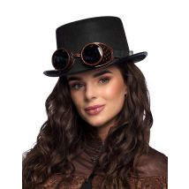 Steampunk-Hut mit Brille Accessoire schwarz-bronze - Thema: Steampunk - Schwarz - Größe Einheitsgröße
