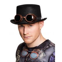 Steampunk-Hut mit Brille Accessoire schwarz-bronze - Thema: Steampunk - Schwarz - Größe Einheitsgröße