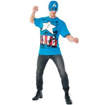 Captain America Kostüm für Herren blau-weiss - Thema: Superhelden - Blau - Größe XL