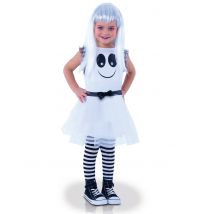 Geister-Kleid Halloween-Kinderkostüm weiss-schwarz - Thema: Geister - Weiß - Größe 110/122 (5-7 Jahre)