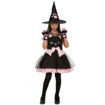 Entzückendes Hexen-Kostüm für Mädchen schwarz-rosa - Thema: Hexen + Magier - Schwarz - Größe 110/116 (5-6 Jahre)