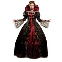 Barockes Vampir-Damenkostüm schwarz-rot - Thema: Vampire und Fledermäuse - Schwarz - Größe M / L