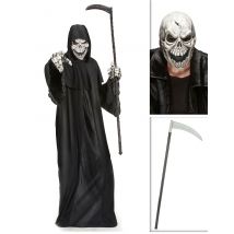 Grimmiger Sensenmann Verkleidungs-Set für Halloween 3-teilig schwarz-weiss - Thema: Skelette + Sensenmänner - Schwarz - Größe Einheitsgröße
