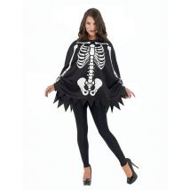 Skelett-Kostüm Poncho für Damen schwarz-weiss - Thema: Skelette + Sensenmänner - Schwarz - Größe M