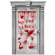 Gruselige Halloween-Türdeko grau-rot 165x85cm - Thema: Tatort - Silber/Grau - Größe Einheitsgröße