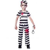 Gefangenen-Zombie-Kostüm für Kinder schwarz-weiss-rot - Thema: Zombies - Weiß - Größe 110/116 (5-6 Jahre)