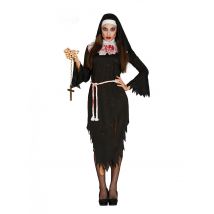 Böse Nonne Damenkostüm für Halloween schwarz-weiss-rot - Thema: Religiöse Personen - Schwarz - Größe L (42-44)