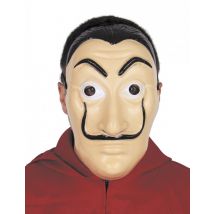 Bankräuber-Halbmaske für Erwachsene beige-schwarz