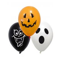Happy Halloween Luftballons 10 Stück orange-schwarz-weiss 28 cm - Thema: Geister - Weiß - Größe Einheitsgröße