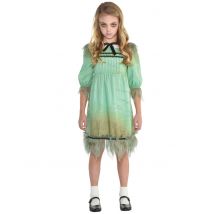 Erschreckendes Zwillingsmädchen-Kostüm grün-schwarz-weiss - Thema: Horrorfilm - Grün - Größe 146 (10-12 Jahre)
