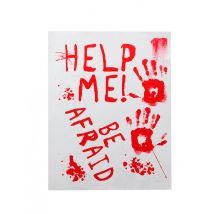 Blutverschmiertes Horrorposter Help me weiss-rot 42 x 19 cm - Thema: Tatort - Weiß - Größe Einheitsgröße