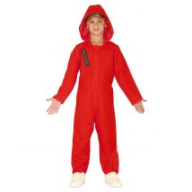 Bankräuber-Kinderkostüm Halloween-Kostüm rot-schwarz - Thema: Promis + Lizenzen - Rot/Rotbraun - Größe 110/116 (5-6 Jahre)