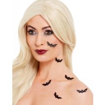 Fledermaus-Aufkleber Halloween Make-up 6 Stück schwarz - Thema: Vampire und Fledermäuse - Schwarz - Größe Einheitsgröße