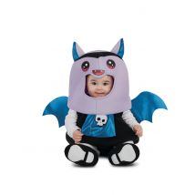 Fledermaus-Babykostüm mit großem Kopf Halloweenkostüm für Babys lila-blau-schwarz - Thema: Vampire und Fledermäuse - Blau - Größe 80/92 (1-2 Jahre)