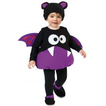Niedliches Fledermaus-Kostüm für Kleinkinder schwarz-violett-weiss - Thema: Vampire und Fledermäuse - Schwarz - Größe 80/92 (1-2 Jahre)