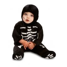 Süßes Skelett-Kostüm für Babys schwarz-weiss - Thema: Skelette + Sensenmänner - Schwarz - Größe 80/92 (1-2 Jahre)