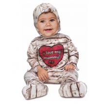 Mumien-Kostüm für Babys braun-weiss-rot - Thema: Mumien - Beige - Größe 74/80 (7-12 Monate)