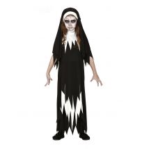 Geister-Nonnen-Kostüm für Kinder Halloween-Kostüm schwarz-weiss - Thema: Geister - Schwarz - Größe 122/134 (7-9 Jahre)