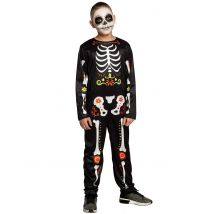 Dia de los Muertos Kinder-Kostüm für Jungen schwarz-bunt - Thema: Tag der Toten - Schwarz - Größe 122/134 (7-9 Jahre)