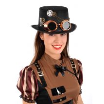 Steampunk-Zylinder für Erwachsene schwarz-bronzefarben-grau - Thema: Steampunk - Schwarz - Größe Einheitsgröße
