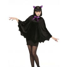 Fledermaus-Poncho für Damen schwarz-violett - Thema: Vampire und Fledermäuse - Schwarz - Größe Einheitsgröße