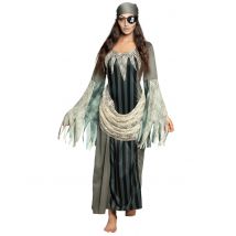 Geister-Piratin-Kostüm Halloween grau-weiss-schwarz - Thema: Geister - Silber/Grau - Größe M / L (40/42)